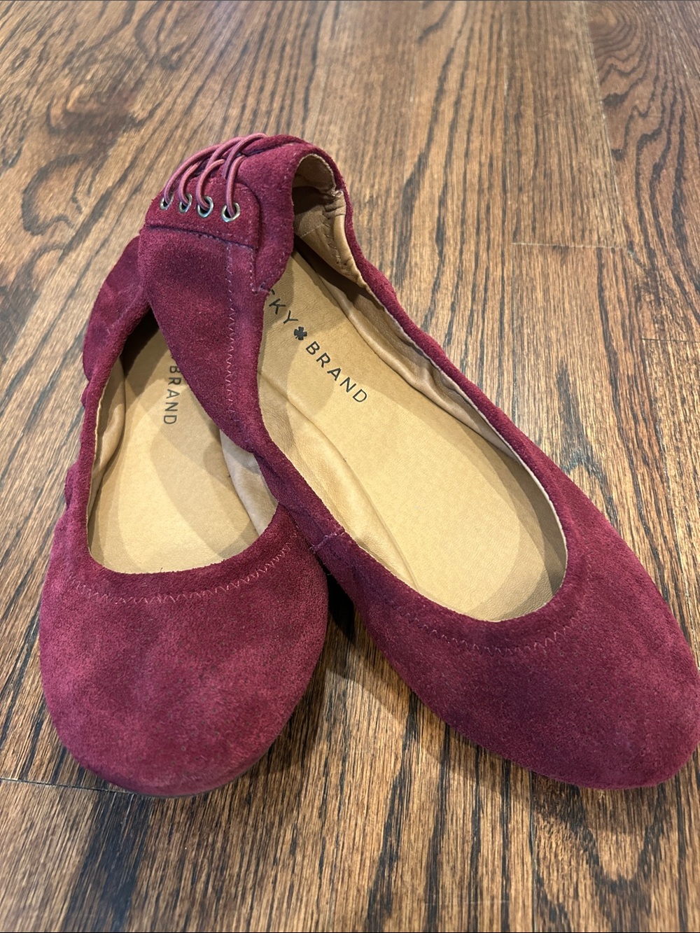 Lucky Brand Women's Wine Suede Ballet Flats